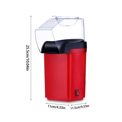 SENBOWE Mini Fabricante de Palomitas Eléctricas - Automático Completo, Acero Inoxidable, Rojo y Negro, No Requiere Batería, Conector de 120V EE. UU., Perfecto para Uso Doméstico, Máquina de Fabricación de Palomitas | Construcción de Acero Inoxidable | Di