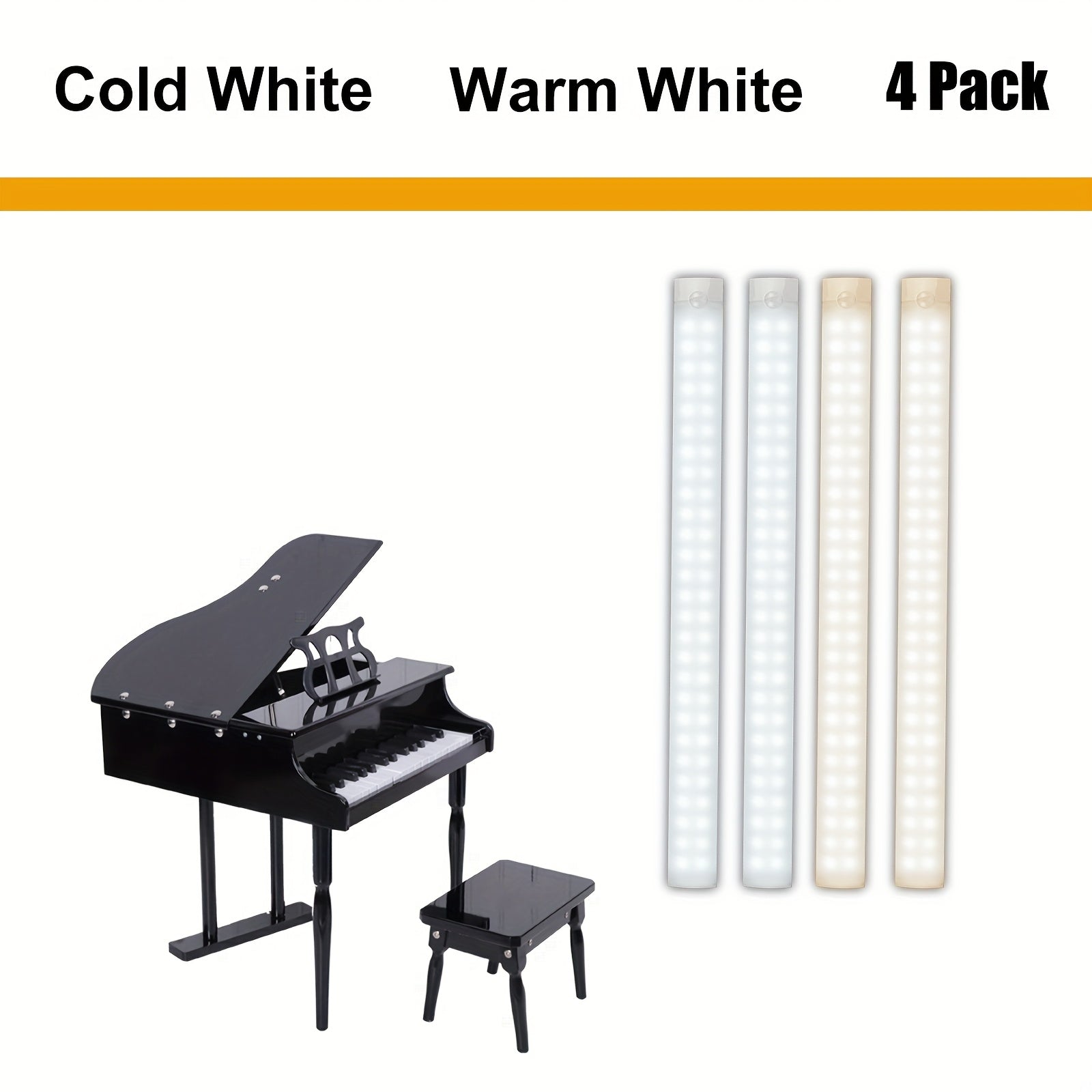 Paquete de 4 luces de escenario LED Aiwellkay - Recargables con alimentación USB, con brillo ajustable, 3 temperaturas de color (cálido/frío/día), instalación inalámbrica sin cable, modo doble encendido/apagado, portátil/suspendido/adhesivo para conciert