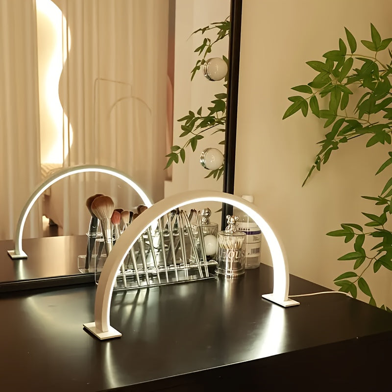 Lámpara de uñas en forma de media luna LED, con brillo y temperatura de color ajustables, adecuada para el cuidado de las uñas, la extensión de pestañas y el cuidado de la piel. Control de botón simple, lámpara de escritorio moderna.