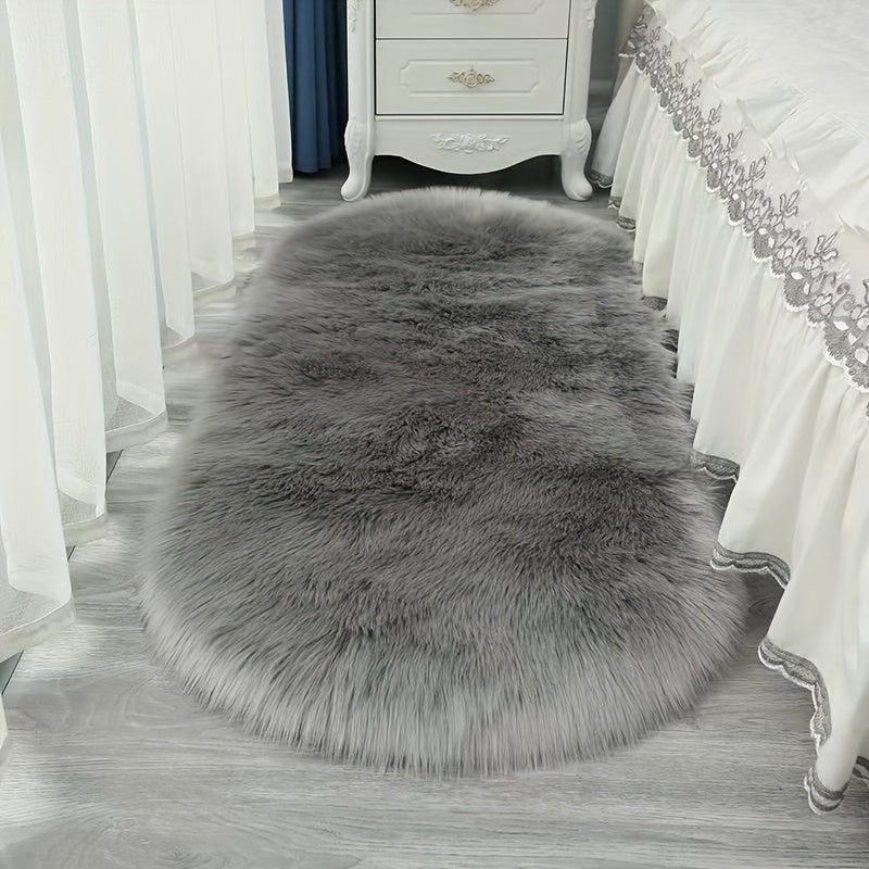 Alfombra de peluche lujosa y suave, 80% acrílico y 20% poliéster, lavable a máquina, liviana y de color sólido para dormitorio, sala o balcón - Uso en interiores