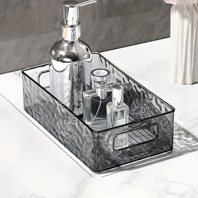 Caja de Almacenamiento de Maquillaje de Acrílico Transparente, Hermosa y de Alta Calidad para Escritorio, Ligera y Lujosa con Patrón de Glaciar, Se Puede Apilar y Guardar en el Escritorio