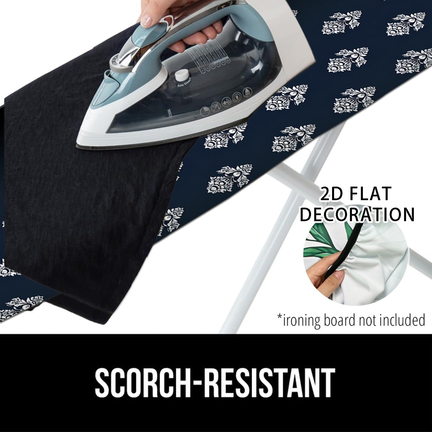 Fundas para Tabla de Planchar Resistente con Relleno Completo y Bordes Elásticos - Accesorio Decorativo Lavable a Máquina Tamaño Estándar (Tabla No Incluida), Funda Moderna, Textura Suave, Duradera, Diseño 2D Plano
