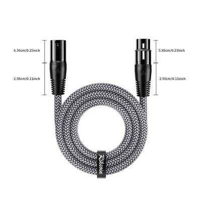 Cable de micrófono XLR de alta resistencia de RIKSOIN con trenzado de nailon, conector masculino a femenino de 4 pines ATX para equipo de audio profesional, compatible con micrófonos/preamplificadores/sistemas de altavoces, incluye cable de red Cat5e, ca