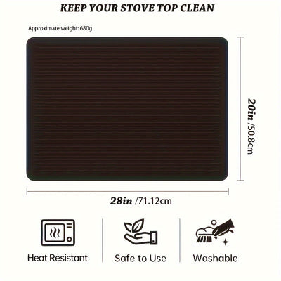 Alfombrilla Protectora de Silicona Resistente al Calor para Encimeras Cerámicas y Eléctricas, Tapete Secador de Platos para Cocina con Patrón de Rejilla Negra, Accesorio de Cocina Duradero y Elegante, Protectores de Estufa, Vajilla Estilosa, Material de