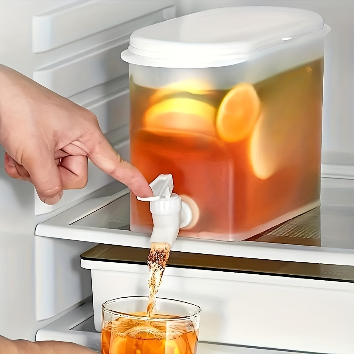 1 pieza, 2.90 litros/102 onzas, gran capacidad, jarra de agua para refrigerador, con pico, hecha de material PP, adecuada para agua fría, jugo, té y café helado - a menos que sea una herramienta pequeña.