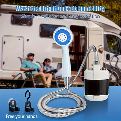 Chorro Portátil para Camping, Viajes en RV y Excursiones Familiares - Ducha Manual con Sistema de Filtración de Agua, Flujo de 4-5 Litros por Minuto