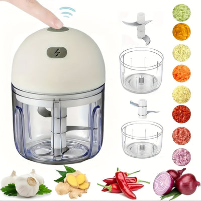 Mezclador Eléctrico de Comida para Bebés 250ml, Picadora de Ajo y Trituradora Portátil Recargable USB con Diseño Reforzado, Ideal para Jengibre, Verduras y Carne, Incluye Interruptor de Seguridad - Procesador de Alimentos para Preparar Purés Infantiles