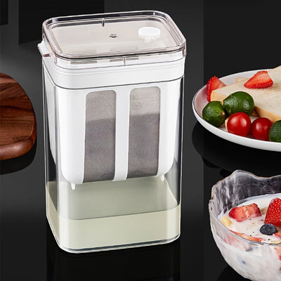 Kit para Hacer Yogur Griego DIY - Acero Inoxidable y Plástico, Separador de Siero de Infusión en Frío con Caja Bento para Mantener la Frescura