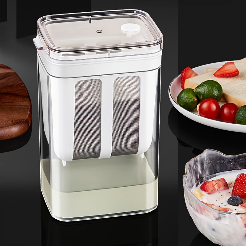 Kit para Hacer Yogur Griego DIY - Acero Inoxidable y Plástico, Separador de Siero de Infusión en Frío con Caja Bento para Mantener la Frescura