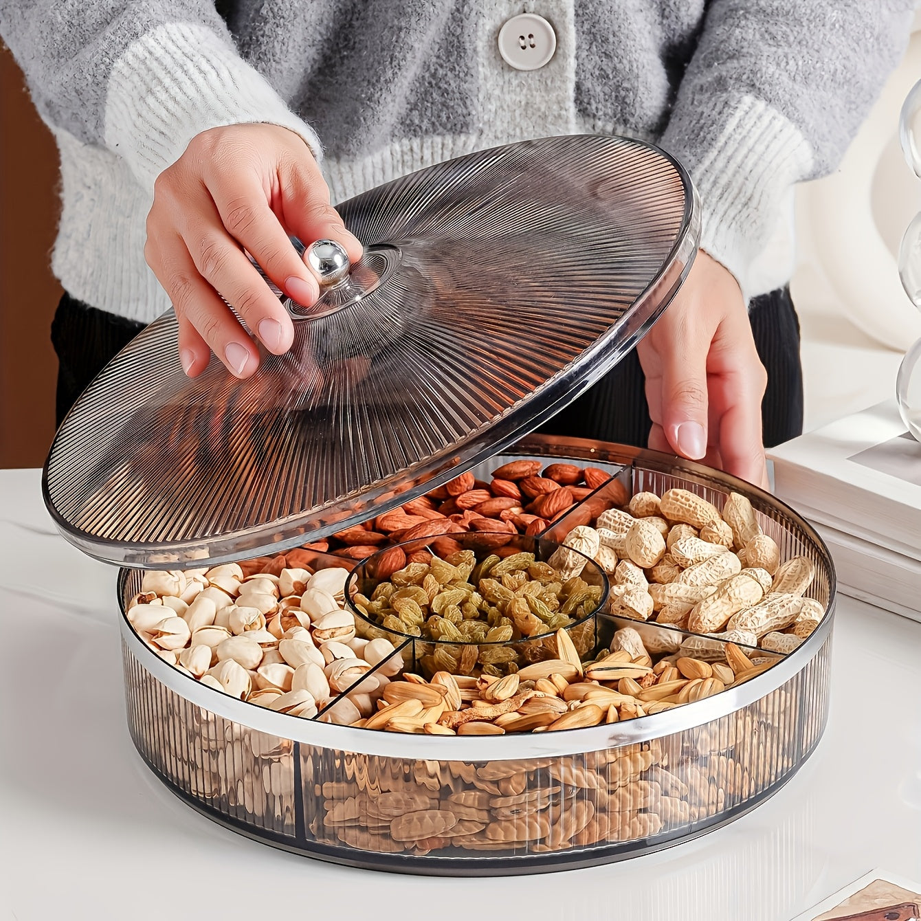 Tarro de Dulces de 10.92 Pulgadas con Tapa - Ideal para Snacks, Frutas y Decoración del Hogar | Recipiente Duradero de Gran Capacidad, Perfecto para Fiestas y Celebraciones, Adecuado para Halloween y Navidad