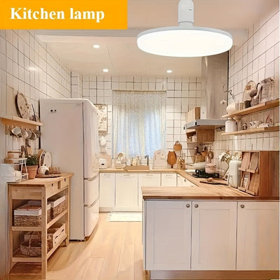 Lámpara de techo LED UFO - Estilo industrial moderno con sensor de encendido/apagado automático, base E26/E27, acabado metálico pulido y sombra de plástico duradera para almacén, oficina, sala de estar, iluminación de techos para hogar, oficina, iluminac
