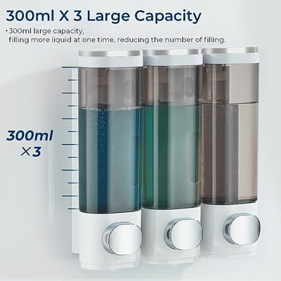 Shampoo y dispensador de acondicionador - Botella de ducha de baño de 300 ml con bomba - Botellas de champú vacías reutilizables de plástico, contenedores de loción de jabón líquido para dispensador de lavado corporal