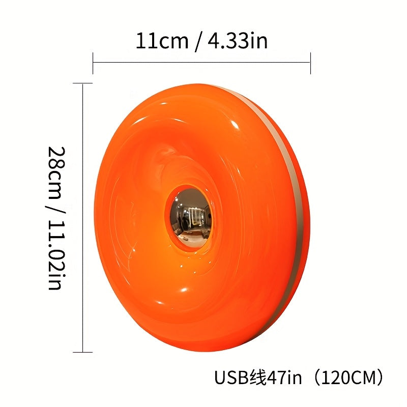 Lámpara de pared de donas moderna - Alimentada por USB, luz nocturna LED controlada por tacto con acabado de plástico pulido, brillo ajustable para decoración de dormitorio y sala de estar, iluminación de decoración de habitaciones | Iluminación decorati