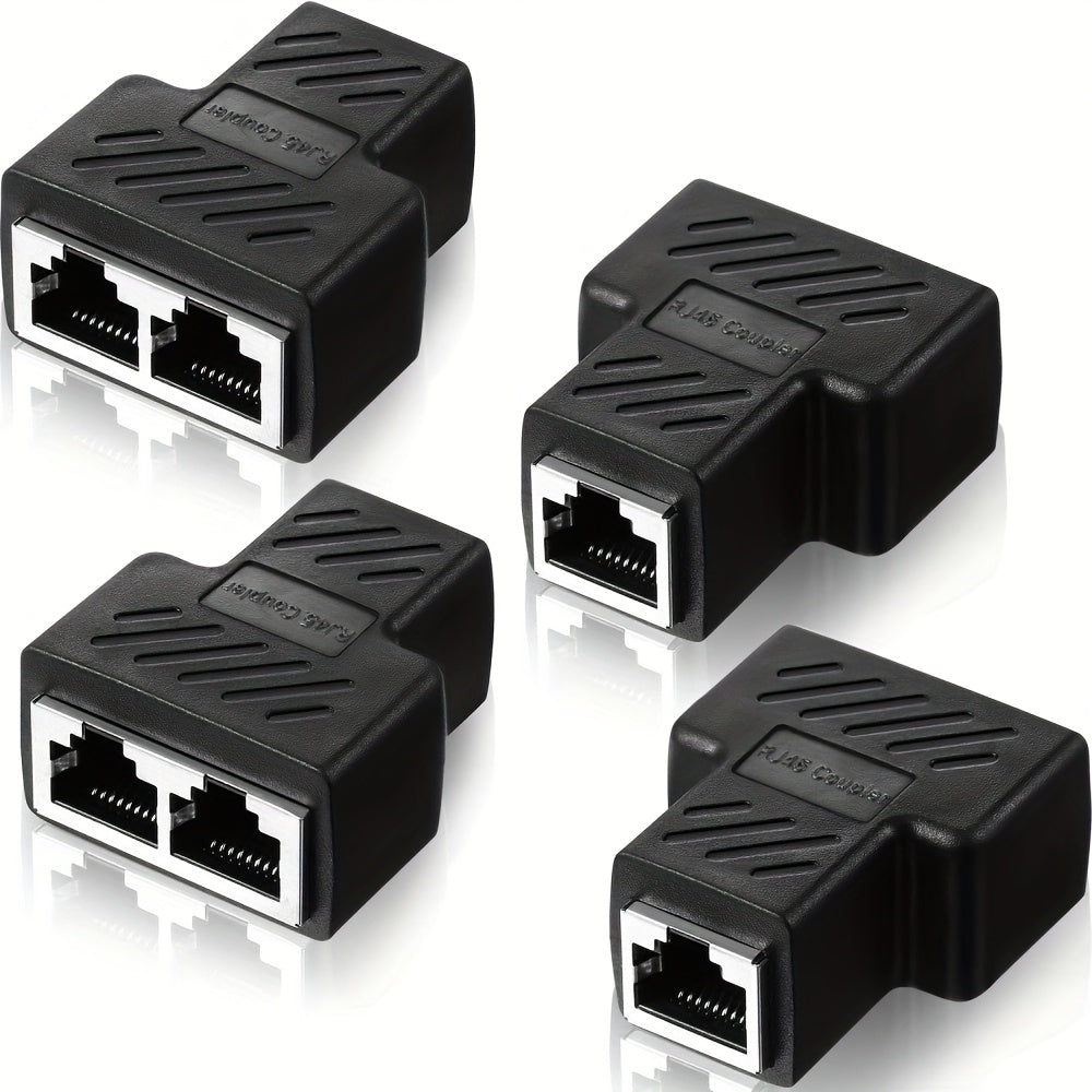 Divisor de Ethernet RJ45 2/4, adaptador de puerto masculino 1 a 2, compatible con cable Cat5/Cat6, permite que dos computadoras se conecten simultáneamente, adaptador de expansión de red