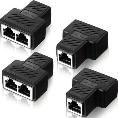 Divisor de Ethernet RJ45 2/4, adaptador de puerto masculino 1 a 2, compatible con cable Cat5/Cat6, permite que dos computadoras se conecten simultáneamente, adaptador de expansión de red