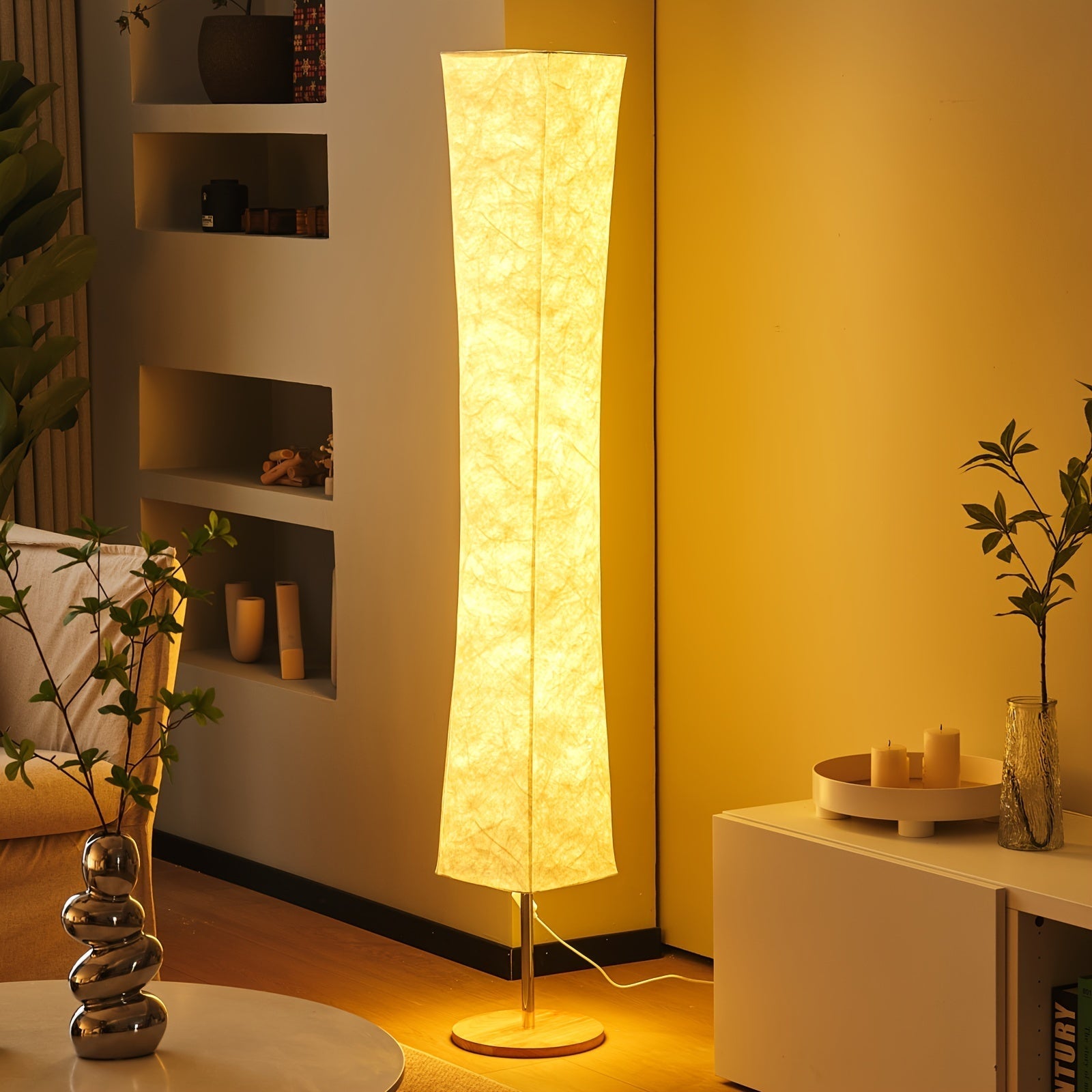 1 Set de lámpara de pie suave para suelo, diseño minimalista de cintura, USB moderna luz cálida ultrafina de 3000K LED pantalla especial de tela luz de balcón, adecuada para regalo de sala de estar y dormitorio