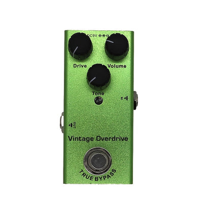 Pedal de efectos de guitarra Overdrive vintage - True Bypass, fuente de alimentación DC 9V - Verde - Para instrumentos de guitarra y bajo