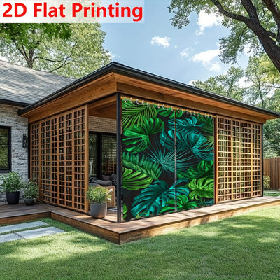 2D Cortinas de Impresión Plana, 2 Piezas de Cortinas Digitales para Exteriores con Patrón de Helecho Verde Profundo, Decoración Primavera/Verano para Ambiente Artístico Natural, Adecuadas como Cortinas de Puerta, Ventanas, Patio, Telas de Fondo, Decoraci