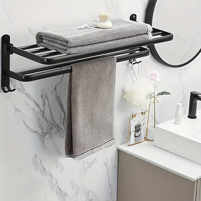 Diseño contemporáneo] Toallero de metal para pared con ganchos, organizador de baño ahorrador de espacio para toallas y accesorios, soporte para toallas de baño