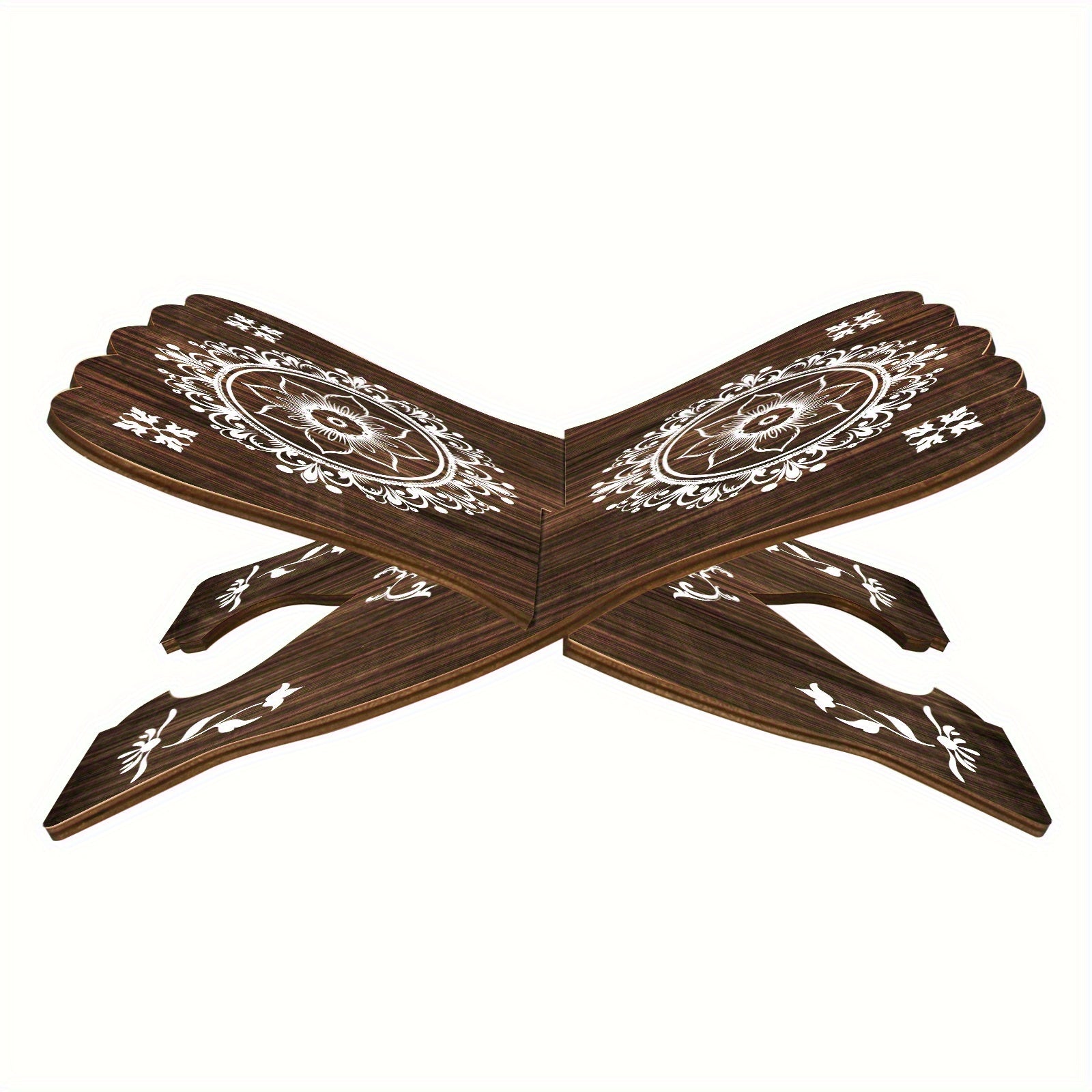 Estantería Islámica - Elegante Soporte Plegable de Madera con Tallados Florales y Geométricos, Perfecto para el Corán, la Biblia y Revistas, Regalo Ideal para Ramadán y Festividades Musulmanas | Exquisita Carpintería | Portabooks Duradero