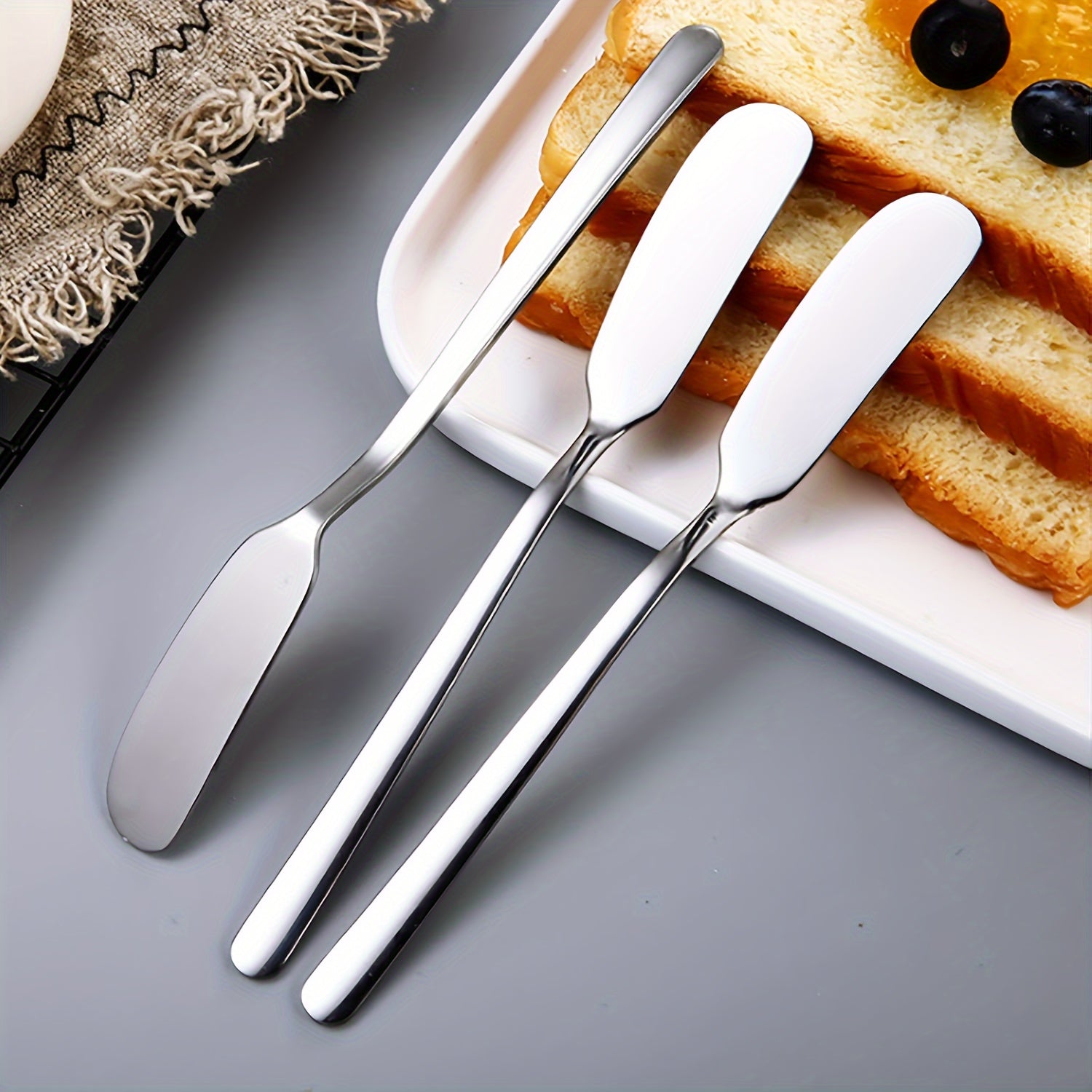 3/6/9pcs Espátula para Queso Duradera, Cuchillo de Mantequilla de Acero Inoxidable de Alta Calidad, Espátula para Mermelada de Frutas/Mantequilla de Maní/Condimentos Adecuada para Sándwiches/Bagels/Tostadas, Espátula para Mantequilla, Accesorios para Tab