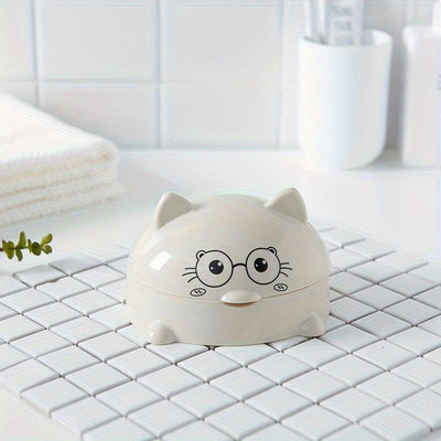 Jabonera Grande de Dibujos Animados con Tapa - Drenable, Soporte Ovalado de Plástico para Esenciales de Baño, Caja de Jabón, Estilo Nórdico