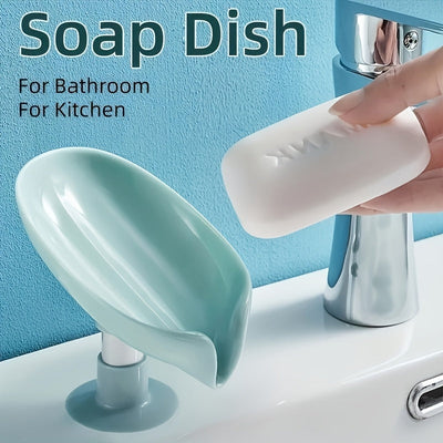 Porta Jabón con Ventosa Sin Taladro - Organizador Ovalado para Baño y Cocina con Compartimentos Dobles, Plato de Plástico Duradero Montado en la Pared para Higiene y Ahorro de Espacio