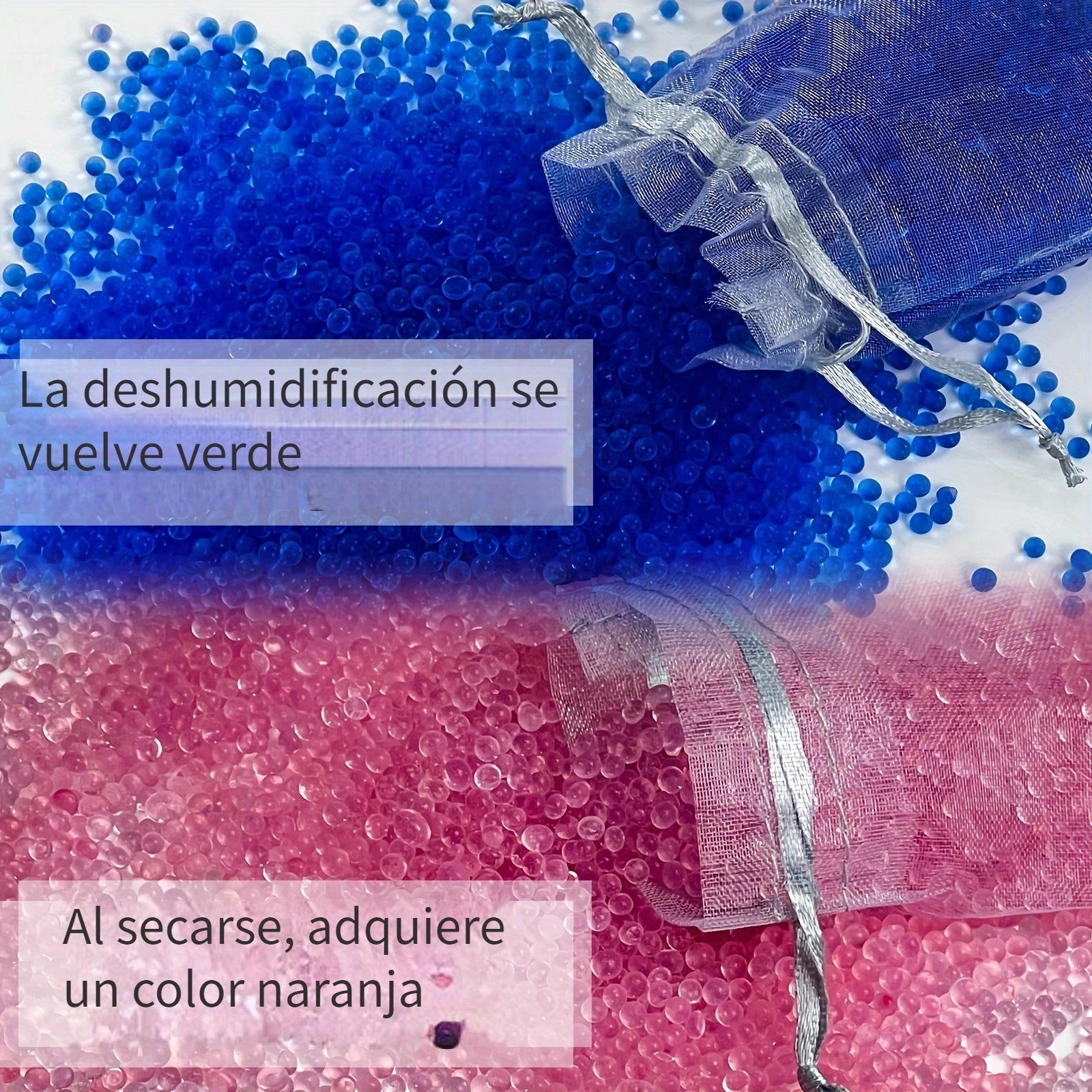 453,59 g de bolsa desecante de silicona azul para el hogar con 12 bolsas de malla - Cambio de color, absorción de humedad, eliminación de olores, ideal para autocaravanas, dormitorios y espacios interiores, control de humedad | Claridad de humedad | Desh