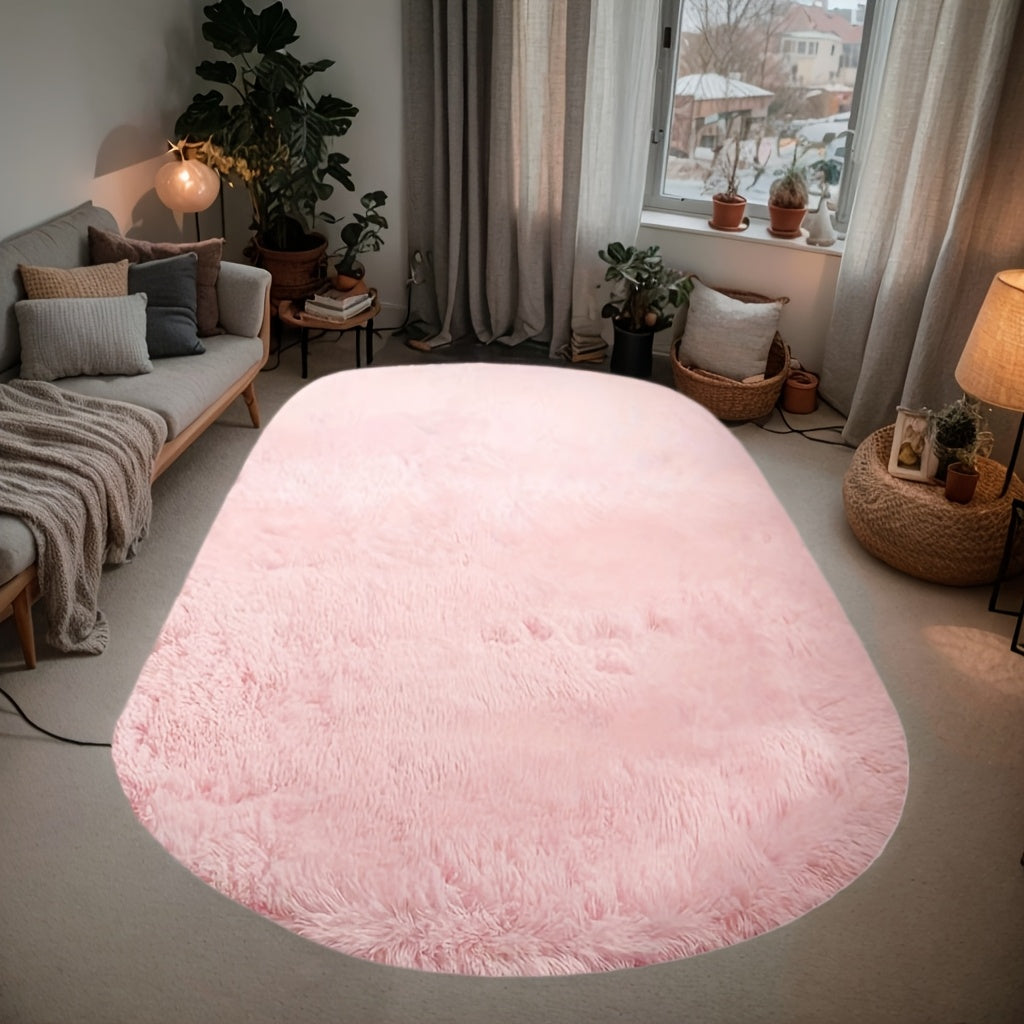 Alfombra ovalada de felpa suave con diseño tie-dye, gruesa y de fibra de poliéster, para dormitorio y uso en interiores, liviana y antideslizante, lavable a mano y en lavadora, fácil de limpiar, decoración para mesa de centro y puerta, ideal para sala de