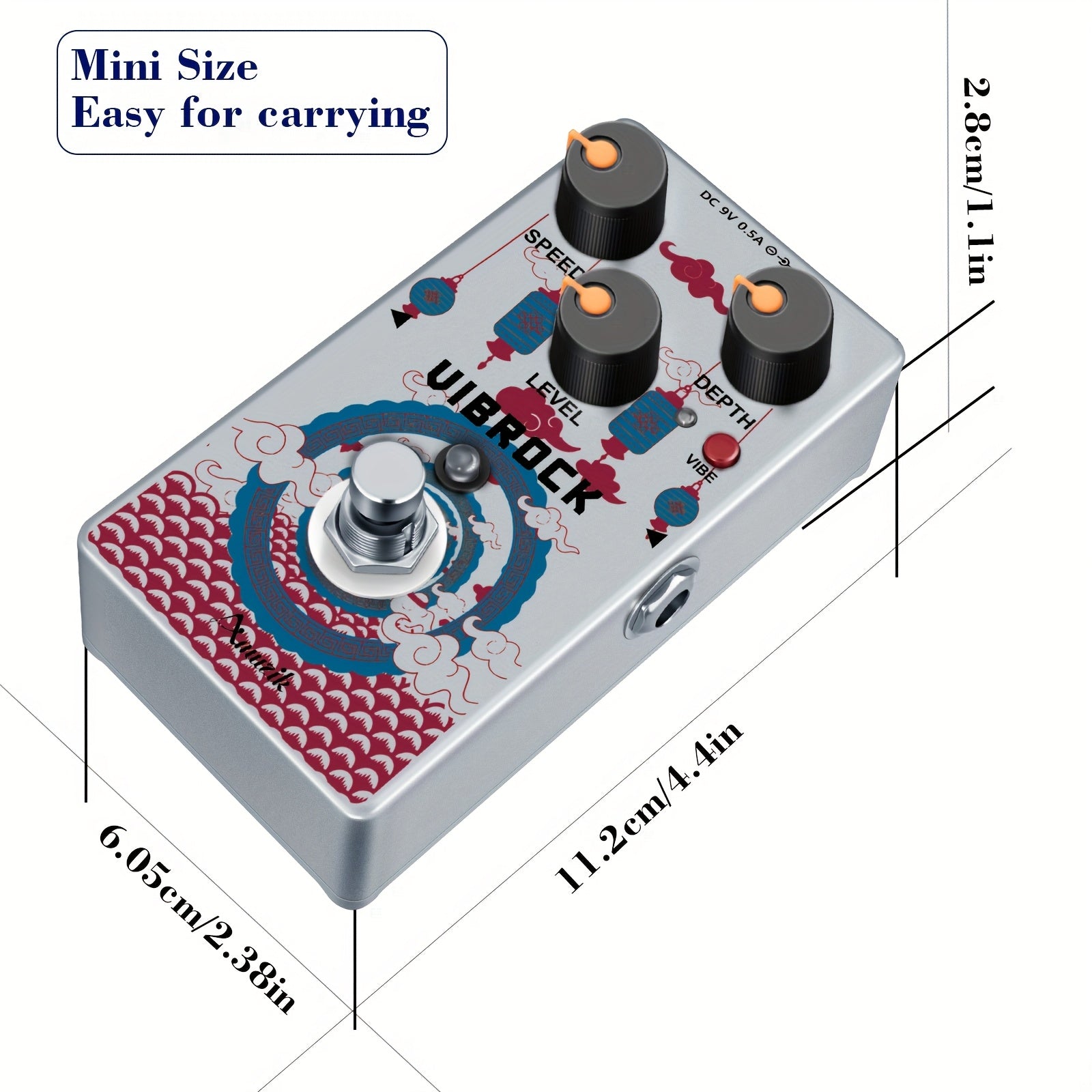 Pedal de guitarra de modulación psicodélica rock, coro-tremolo, monobloque, pedal de efectos múltiples con coro/tremolo, pedal de modulación psicodélica rock para guitarra eléctrica, bypass verdadero