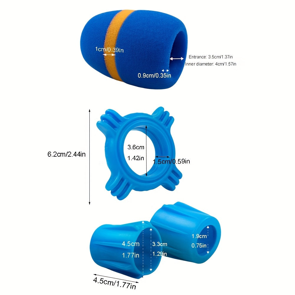 Juego de Accesorios de Protección para Micrófono de Mano de 3 Piezas - Protector de Viento de Espuma Colorida, Anillo de Silicona, Cubierta Anticaída para Micrófonos KTV, Paquete Multicolor