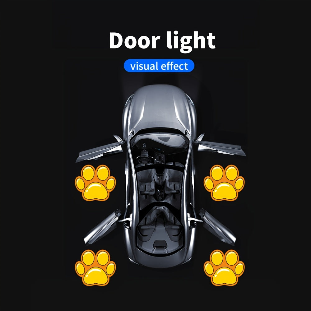 2 piezas de luces LED para puertas de coche - alimentadas por batería, luces de cortesía de proyección giratorias de 360° con haz ajustable, 350-500 lúmenes, diseño negro elegante para decoración exterior de vehículos, luces LED para interior, sin baterí