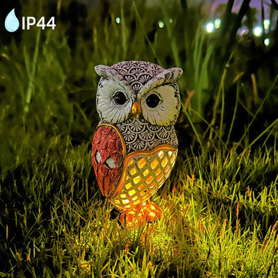 1pc Lámpara de bùho solar - Decoración de resina al aire libre con luces LED vibrantes, ideal para acampar, mesa y diseño de paisaje, regalo perfecto para el día de la madre, iluminación al aire libre | Diseño de bùho vibrante | Lámpara solar, decoración