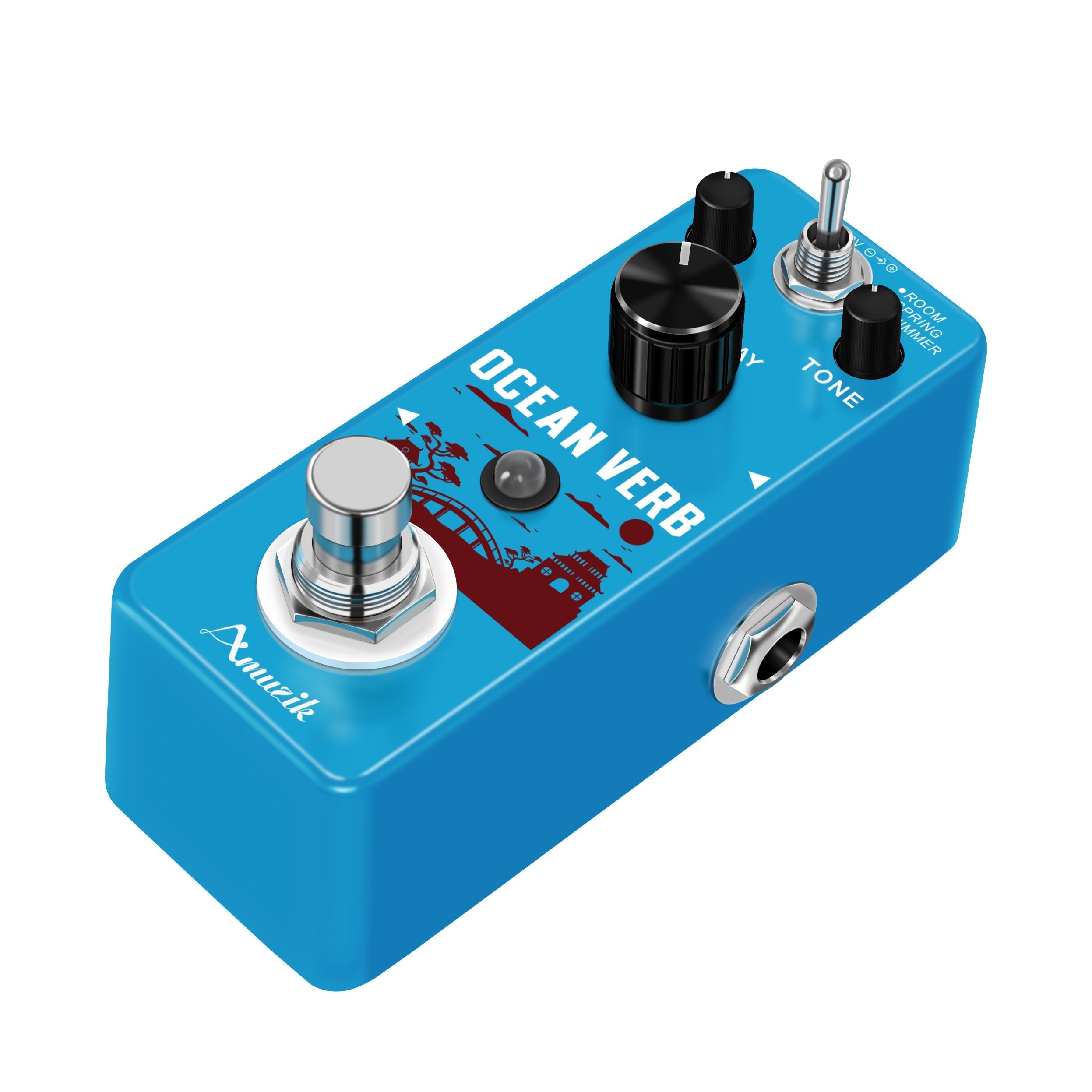 Pedal de reverberación para guitarra, pedal de efectos digital Ocean Verb con 3 modos: sala, resorte y brillo, para guitarra eléctrica y bajo, tamaño mini, bypass verdadero