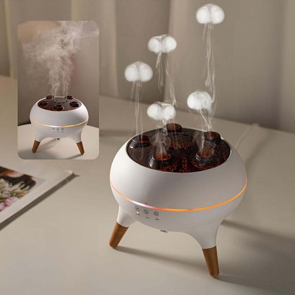 Difusor de aromaterapia y humidificador con forma de medusa, 2 modos de rocío, activación por voz, luces de 7 colores, control remoto, regalo perfecto