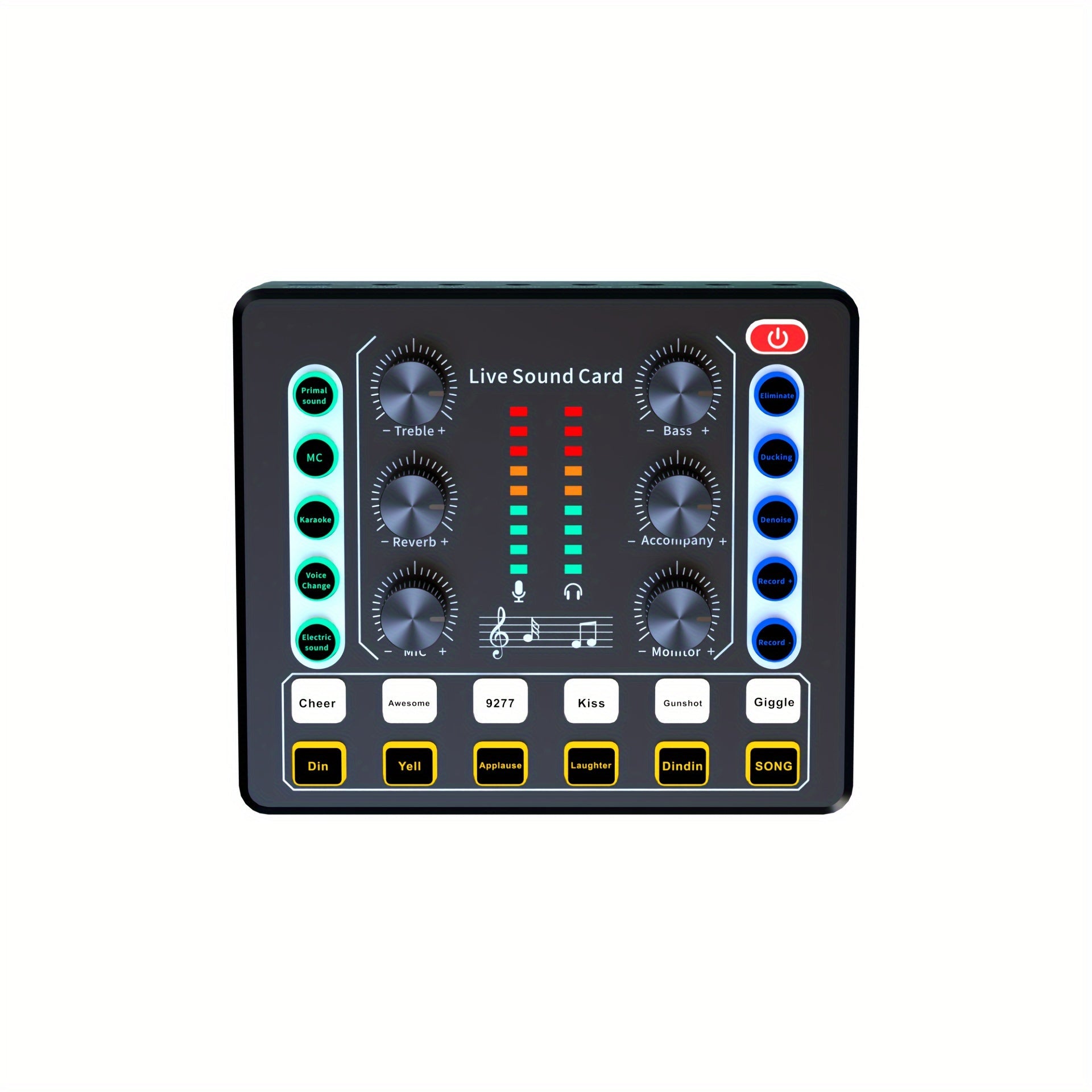 Interfaz de Audio Portátil para Podcasting y Streaming – Tarjeta de Sonido Todo en Uno con Preamplificador de Micrófono Premium, Alimentada por USB, Perillas y Botones Multifunción, Ideal para Grabación, DJ, Compatible con PC y Smartphone, Negro