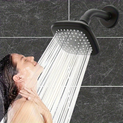 Cabeza de ducha de vidrio de 4 pulgadas con experiencia de lluvia - Diseño rectangular montado en la pared, acabado pintado, para un baño moderno, alta presión y ahorro de agua, plástico duradero, no requiere electricidad, accesorios de ducha, cabeza de