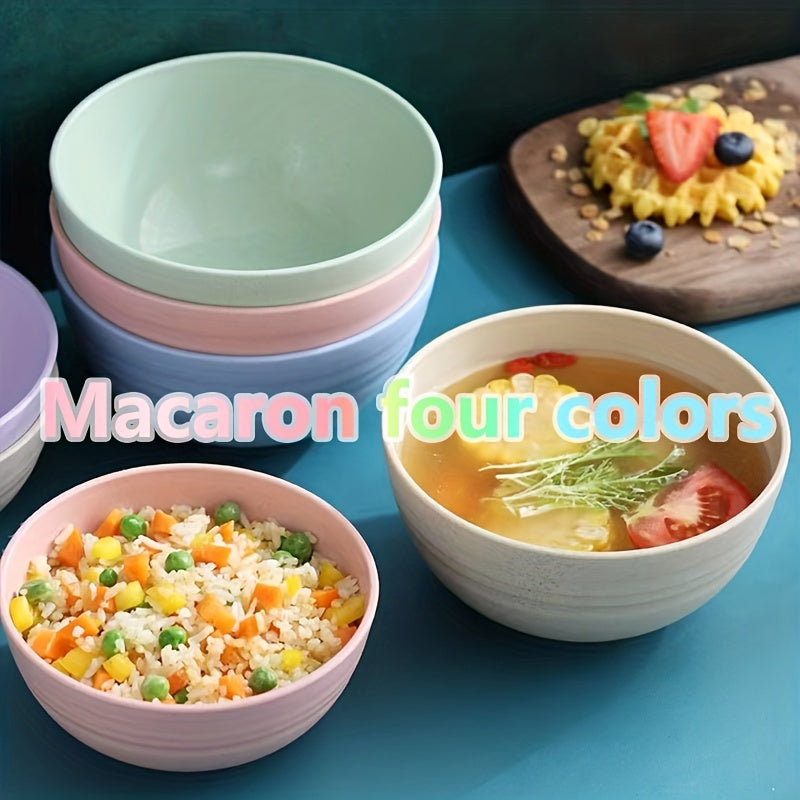 Paquete de 4 tazones de plástico para macarons, redondos, sin plomo, a prueba de caídas, con superficie antiadherente, ideales para avena, ensaladas, pasta, sopas y platos de arroz - Opciones de 1/4/6 piezas