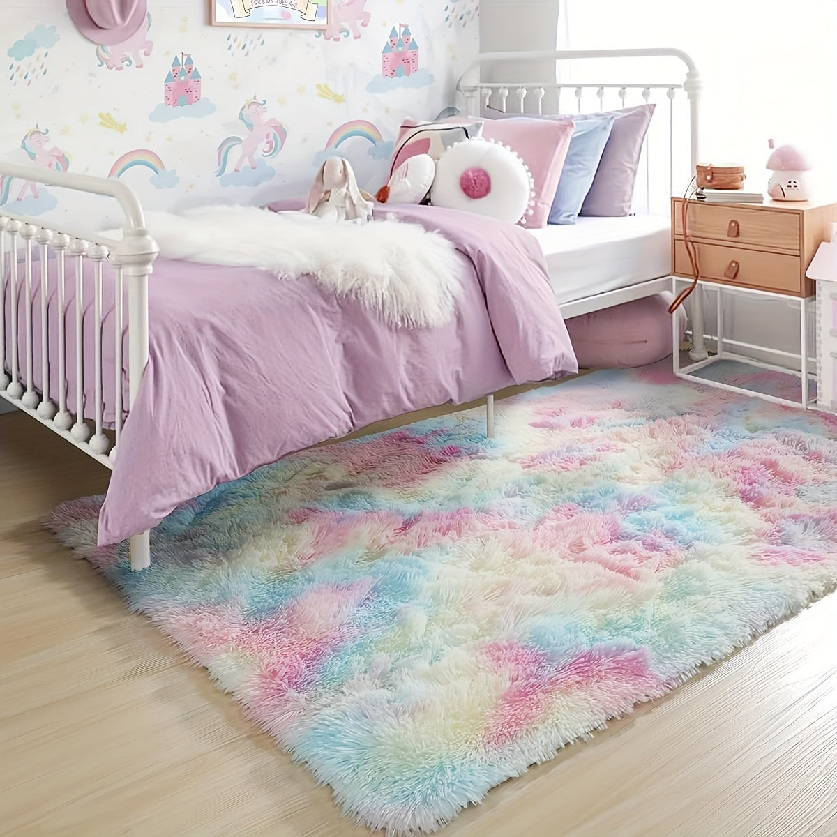1 Unidad, Alfombra A La Moda Con Teñido Anudado, Tapete De Salón Para Limpieza En Seco, Alfombra Decorativa Esponjosa, Alfombra Cálida Para Dormitorio, Adecuada Para Sala De Estar, Área De Ocio, Accesorios De Noche, Guardarropa, Área De Estudio, Balcón,