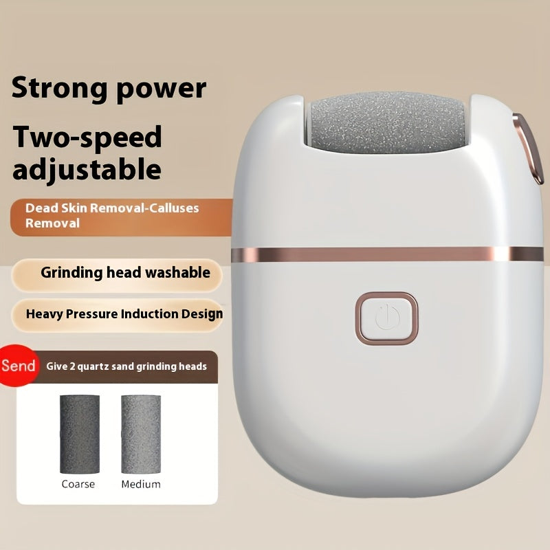 Pulidora de pies eléctrica inalámbrica FEIYBA con múltiples piedras de reemplazo y velocidades ajustables - Recargable por USB, cuerpo de plástico, sin pantalla, cabezas de molienda intercambiables para un cuidado preciso de la piel, diseño elegante, cab