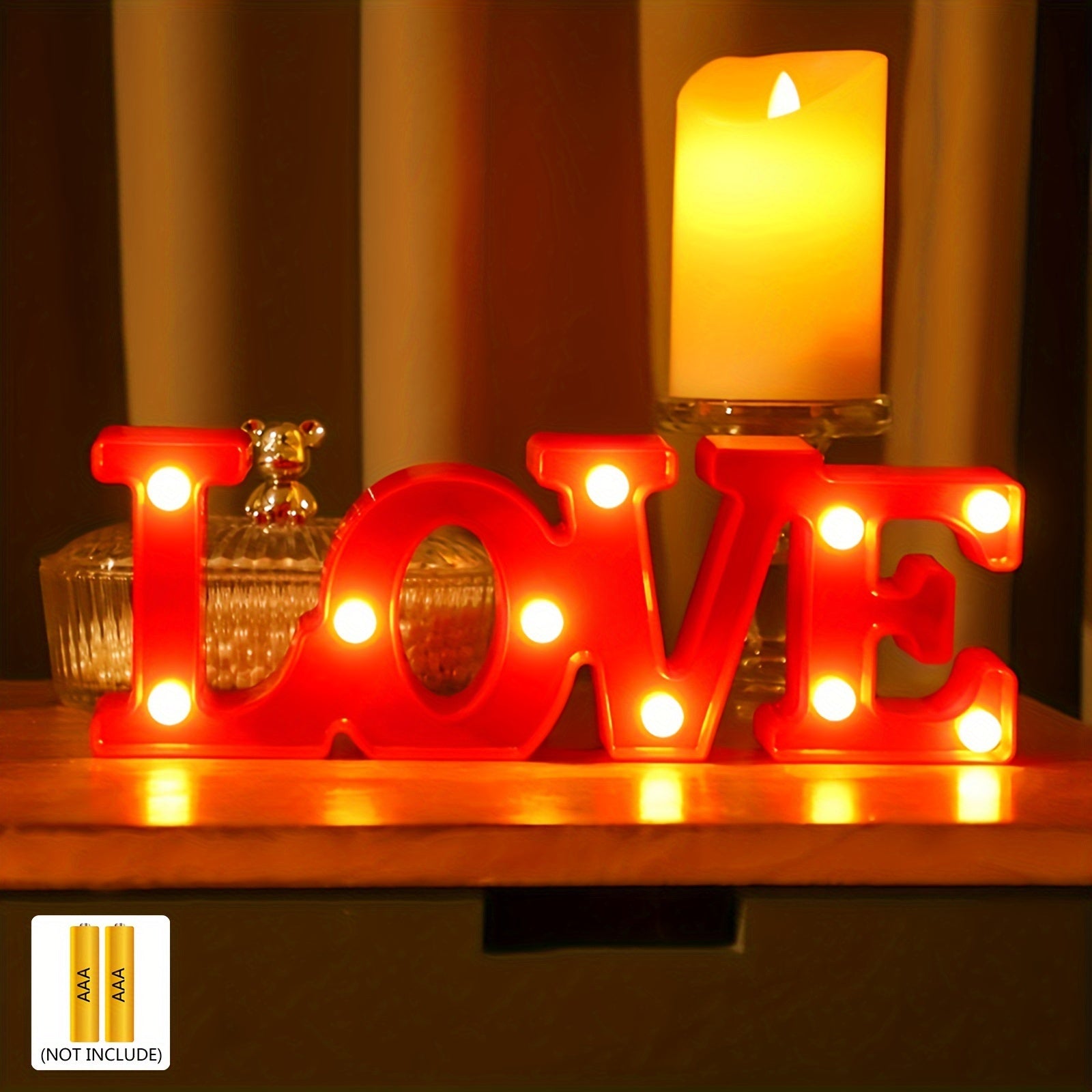 [Luz Nocturna Romántica en Forma] Romántica Luz Nocturna en Forma de Amor a Pilas - 1 ud Luz Decorativa de Escritorio, Mesita de Noche y Pared - Adecuada como Regalo para el Día de San Valentín, Acción de Gracias, Seres Queridos, Amigos o Cumpleaños, Fie