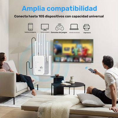 Internet de Alta Velocidad OEKE-1200 Mbps, Conexión de Aplicación 3-en-1, 6 Antenas - Penetración Fuerte, 6 Antenas de Alta Ganancia con Señal Más Fuerte y Cobertura Más Larga, Amplia Compatibilidad, Conexión de Hasta 105 Dispositivos