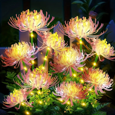 Luces Solares de Jardín con Flores y Tallos Luminosos, Panel Solar Mejorado, Faroles Decorativos para Exteriores, Iluminación de Callejón de Alta Calidad, Regalo Perfecto para Mamá, Estructura de Plástico Duradero, Instalación Semi-Enterrada, Control por