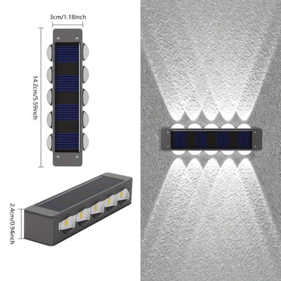 Luz de lavado de pared LED solar para exteriores con carcasa negra, montaje semi empotrado, control de sensor de luz, accesorio desmontable, sombra de plástico, batería de níquel de 600mAh, sin control remoto, luz de lavado incluida, módulo fotovoltaico