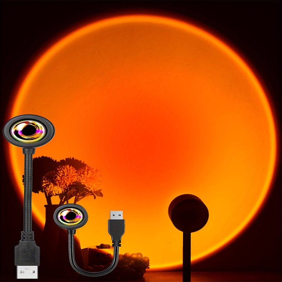 Luz de proyección de atardecer portátil con alimentación USB, luz LED para cámara con enfoque y temperatura de color ajustables, decoración de ambiente para el hogar, fotografía, vlogging, eventos al aire libre - Negro, iluminación para fotografía, ilumi