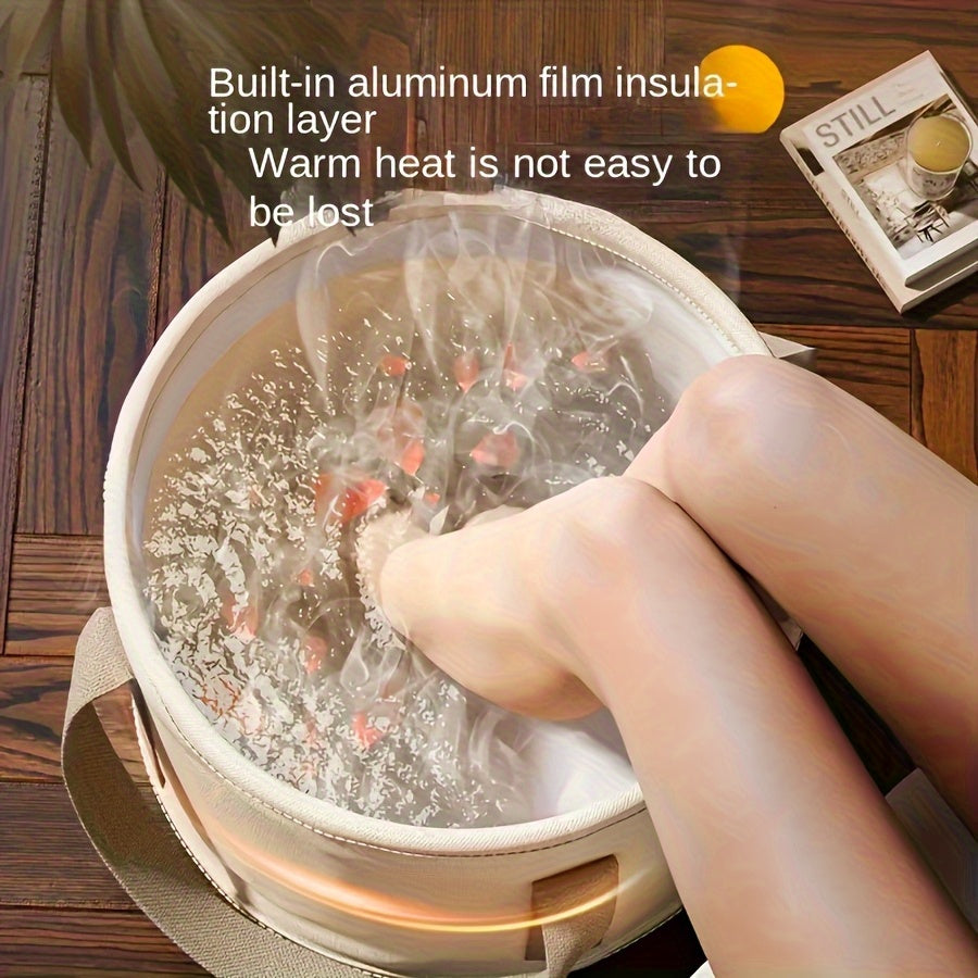 1 pieza de bañera de pies plegable y portátil de lujo con aislamiento de papel aluminio incorporado - 5 capas de espesor hipoalergénico, no eléctrico, para uso en casa, viajes, dormitorios y oficinas - No se necesita energía, spa de pies para viajes, con