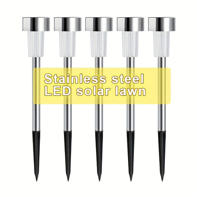 Juego de 5/10/24 luces solares LED para césped, luz solar exterior de acero inoxidable, sin tarifa eléctrica, no requiere cableado. Adecuadas para decorar patios, céspedes, caminos, terrazas, pasillos, jardines y se encienden automáticamente al anochecer