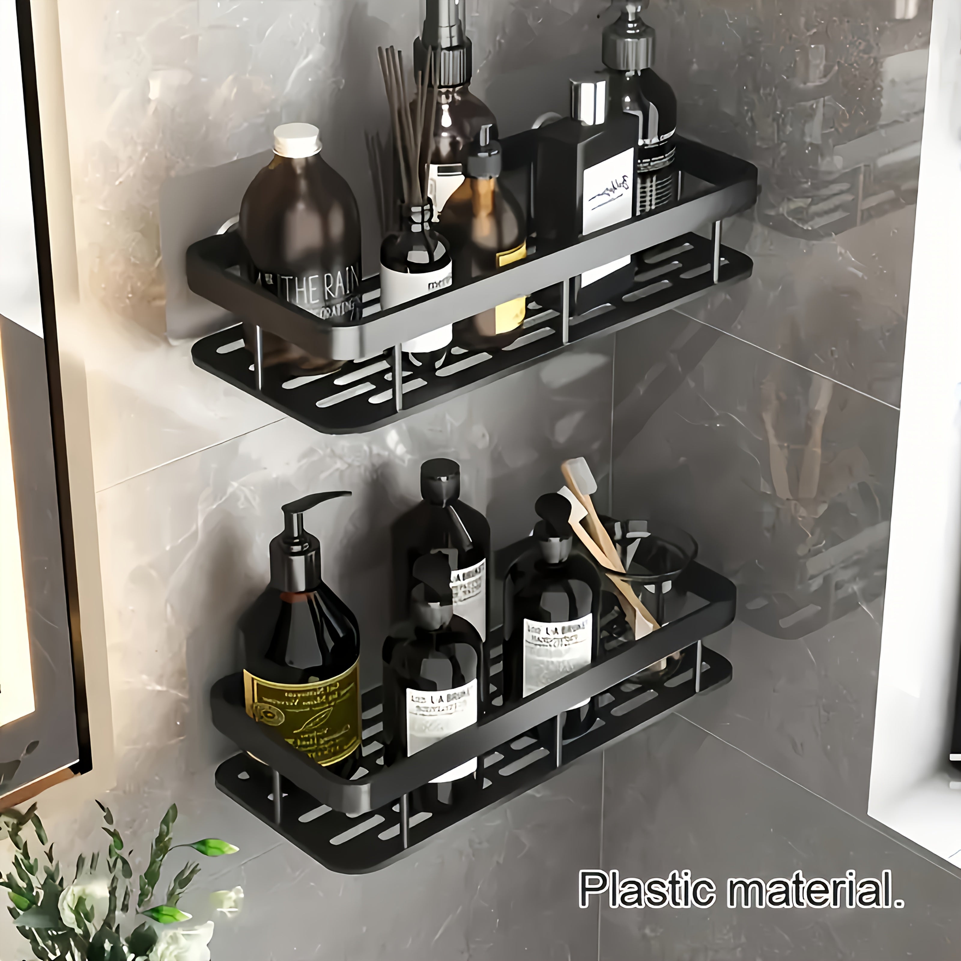 1 juego/2 juegos de repisa flotante para baño y cocina, gran capacidad, instalación sin taladro, ahorra espacio, fácil de instalar, ideal para almacenar artículos de tocador, cosméticos y objetos varios, uso múltiple