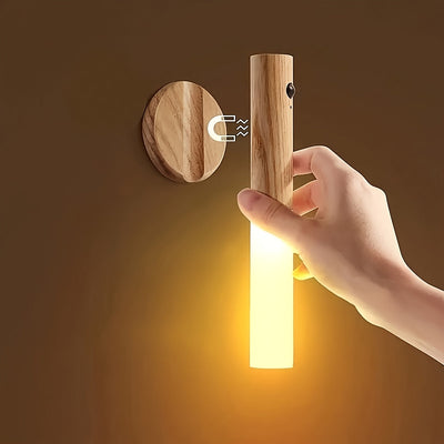 1pc/2piezas Sconce de pared magnético de madera tradicional, luz nocturna de sensor de movimiento LED recargable por USB, montaje semibrillo extraíble para dormitorio, armario, pasillo, escalera, gabinete - Sombrilla de plástico, compatible con ubicación
