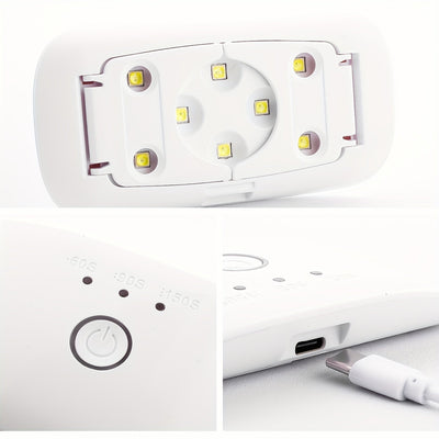 Lámpara LED portátil para uñas de gel - 12W de alta potencia, 8 cuentas, 3 temporizadores (60s_90s 150s), para curar arte de uñas de gel, belleza y cuidado personal, lámpara mini portátil, alimentada por USB, sin adaptador de alimentación incluido, lámpa